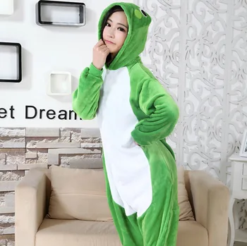 Sevimli Kurbağa unisex pazen Pijama yetişkin hayvan Pijama cosplay Gülen Pijama kadın Elbise uyku Setleri