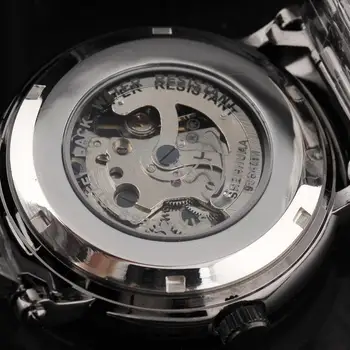 SHENHUA Erkek Otomatik Kol saati Klasik Lüks Şeffaf İskelet Mekanik Marka Askeri İzle Relogio Masculino Saatler