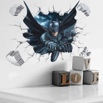 * SICAK 3D çizgi film kahramanı Batman Duvar Çıkartmaları Ev Dekorasyonu ile Yatak Odası Çocuk Odası çocuklar diy hediye yaşayan çocuklar için Odalar kırdı