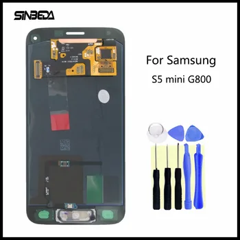 Sinbeda Süper Samsung Galaxy S5 Mini G800 G800F LCD Ekran+Home Düğmesi Montaj İçin LCD Dokunmatik Ekran dijital dönüştürücü Panel Amoled
