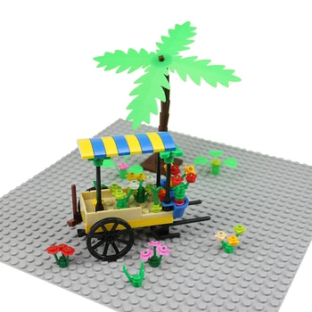 Sokak Bahçe Bloklar Arabalar hindistan Cevizi Ağaçları Çiçek DİY Şehir MOC Montajı Yapı taşı Tuğla Çocuk Oyuncak Legoingly Parçacıklar