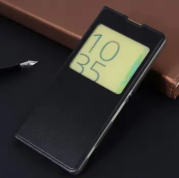 Sony Ericsson XA Flip Case PU Deri Ön FGHGF Tam Kapak Sony XA Dava Görünüm Penceresi F3111 Çift F3112 Telefon Kabuk Capa