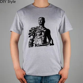 SPARTACUS klasik Amerikan TV Güreş Shisi Badakshan düşünme erkekler kısa kollu T-shirt Lycra üst