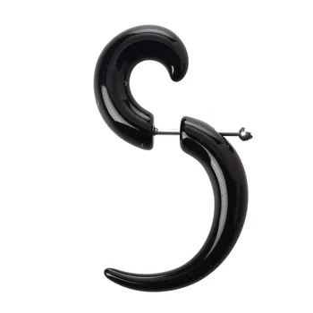 Spiral 6 mm siyah Akrilik Sahte Kulak Genişletici kulak Küpesi