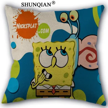Spongebob Yastık kılıfı kişilik özel baskı Dekoratif pamuk keten Yastık 45x45cm A1017 bir yan Kapak