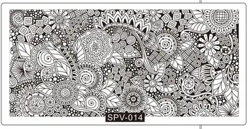 SPV14 büyük Damgalama Tırnak Sanat Manikür Araçları-12 6*Tırnak Sanat Damga Şablon Arabesk Tam Dantel Çiçek Tasarım Resim Tırnak Damgalama
