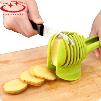 StarLinkStar. Domates Dilimleyici Plastik Kesici Dilimleyici Mutfak aletleri Limon Portakal Meyve Bıçağı Kek Tutucu Mutfak Aksesuarları ABS