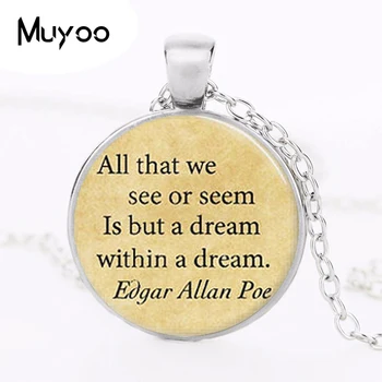 Steampunk Edgar Allan Poe Kitap Kolye Gümüş HZ1 1 adet/takı kadınlar çok insan yeni zincir zincir olan Gümüş Kolye doktor mens