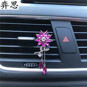 Stil süslü Metal çiçek kokuları stil Bayanlar araba parfüm klibi Klima dekorasyon parfüm Araba Püsküllü