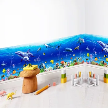 Sualtı Dünyası Duvar Çıkartmaları Balık Yunus Balığı Deniz Duvar Sanat Çıkartmaları Çocuk Odası Mutfak Banyo Dekorasyon Anaokulu