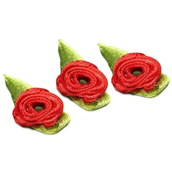 SZS Sıcak 100pcs Mini Saten Kurdele Çiçek Yaprak Düğün süslemeleri DİY Aplike Ana Renk Dikiş Rose:Kırmızı