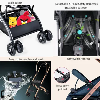 Süper hafif Seyahat bebek arabası bir anahtar katlanır bebek arabası Bebek Arabası 8 Tekerlekli Bebek Puset High View Seyahat ücretsiz hediyeler gönderin
