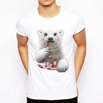 Süper Sevimli Komik Kutup Ayısı T-Shirt Erkekler Kadınlardan Yenilik Hayvan yaramaz T-Shirt Yaz Yüksek Kaliteli Marka Kısa Kollu Tee Tops