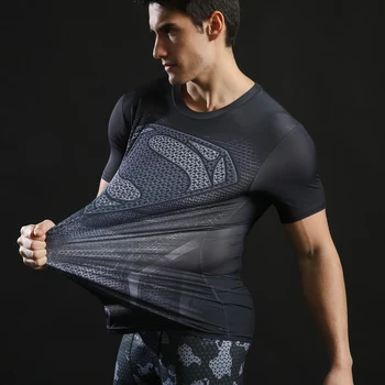Süpermen Tişörtleri Erkekler Sıkıştırma T shirt Vücut geliştirme Fitness T-shirt Komik Sokak Sıkı Kısa Kollu 3d Üstleri ZOOTOP AYI