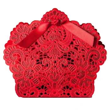 Sıcak 100pcs (Kırmızı)Şeker Kutusu Düğün Hediye Kutuları İyilik