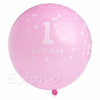 Sıcak 20pcs Bebek 1. İlk Doğum günü Balonları Kız Çocuk Baskılı 1 Numaralı Parti Dekor