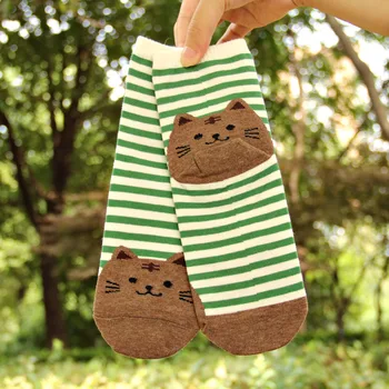 Sıcak!! 3D hayvanlar stil moda karikatür çorap kadın 3D kedi ayak izleri Sevimli Pamuk Çorap kat meias soks çizgili