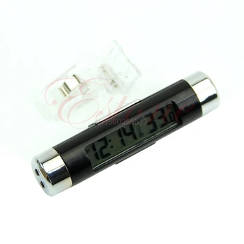 Sıcak Pratik 2in1 Araç LCD klipsli Dijital Arka Işık Otomotiv Termometre Saat