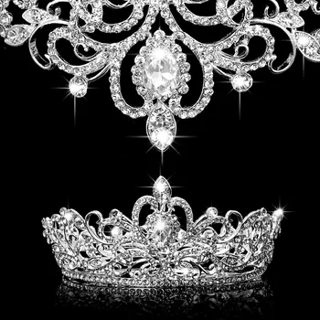 Sıcak Rhinestone Kral Taç Taç Düğün Pageant Gelin Diamante Başlık Takı