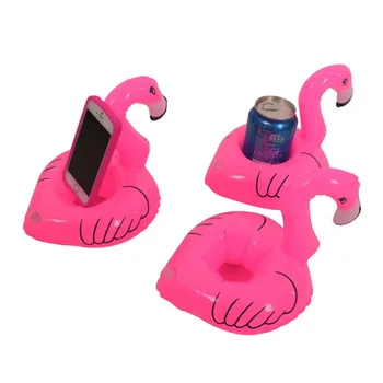 Sıcak Satış 12PCS Mini Sevimli Flamingo İçecek Tutucu Şişme Yüzen Yüzme Havuzu Plaj Partisi Çocuk Oyuncak Banyo PVC Olabilir