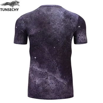 Sıcak Satış Erkek T Shirt 2017 Yaz Moda Marka 3D Dijital baskı Yuvarlak yaka Kısa Kollu ultra-ince dar T Shirt