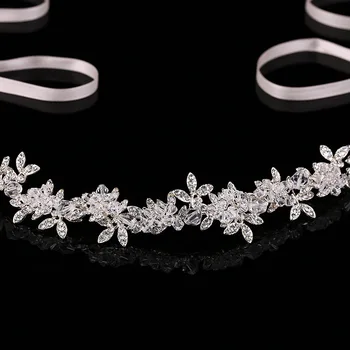 Sıcak Satış Gümüş Net Kristaller Düğün Gelinlik Stuio Saç Aksesuarları Kafa Bandı Kablolu