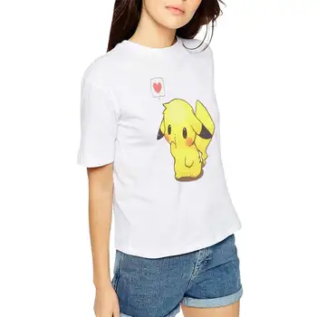 Sıcak Satış Maç Beyaz T Shirt H967 Gevşek Üstleri Komik Kawaii Tüm Pikachu 3D Baskı T-Shirt Artı Boyutu Sevimli Rahat Elastik-Git Pokemon