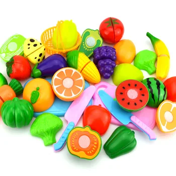 Sıcak Satış Oyuncak Bebek Erken Eğitim Oyuncak Gibi Oynamak Yemek Cosplay Güvenlik Kesme Plastik Mutfak Gıda Meyve Sebze set