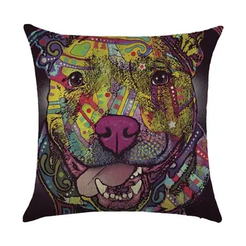 Sıcak Satış Renkli yağlı Boya Kapak 45x45CM Sevimli Köpekler ve Kediler Yastık Örtüsü Kapağı Odası Dekoratif Yastık kılıfı