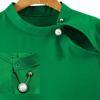 Sıcak Satış yaz yeni büyük boy kolsuz bluz düğmesi içi boş dışarı gevşek artı boyutu xxxxxl yeşil Şifon üstleri