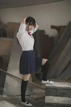 Sıcak Yeni Kadın Takım elbise Etek Denizci Takım Elbise Kot Etek Öğrenci JK Japon Okul Üniforması Cosplay Kostüm Pileli