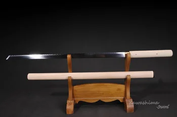 Sınıf Japon Samuray Katana Shirasaya 1095 Çelik Gerçek Hamon Full Tang Samuray Kılıcı Düz Bıçak Öfke Kil