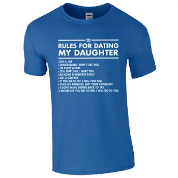 T kızımla Flört İçin 10 altın Kural-Tişört - Komik Babalar Günü Baba Hediye Üst Hip Hop Yenilik T Shirt Erkek Marka Giyim Erkek