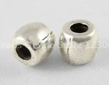 Takı DİY Bulgular Gümüş Boncuklar, Varil, Antika Gümüş Renk, yaklaşık 6 mm çapında, 5 mm kalınlığında, delik: 2.5 mm Tibet