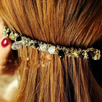 Takı Renkli Düzensiz Kristal Mücevher Altın Saç Tokası Saç Süsleri, Kore Versiyonu Toptan Başlığa