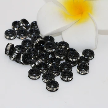 Takılar siyah 30pcs en kaliteli rhinestone kristal pullar, boncuklar, rondelle abaküs 6 8 10 12 takı bulgular aksesuarları B2816