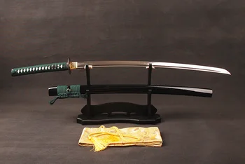 Tam Tang Japon Samuray Kılıcı Katana Şam Çelik Kil Savaş için Ağaç Gerçek Hamon Keskin Hazır Kesebilir Bıçak Sertleştirilmiş Katlanmış