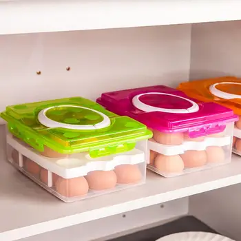 Taşınabilir İki Katman Plastik 24 Izgara Yumurta Gıda Kabı Ajanda Tavuk Yumurta Tutucu Saklama Kutuları Taşıyıcı Durumunda Çok Fonksiyonlu