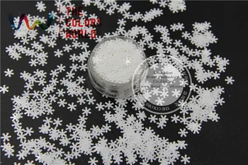 TCM1200 Solvent Dirençli Beyaz renk Glitter Tırnak Sanat için Şekil 6 mm pul ve DİY malzemeleri Snowflake