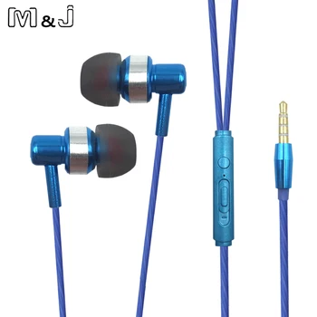 Telefon için Mikrofon Kulaklık Kulaklık ile sıcak satış M&J F9 Metal Telefon Kulaklık Yarım-kulak Kulaklık fone de ouvido Xiaomi