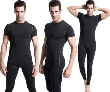 Temel Tabakası Kısa Kollu T Altında erkekler PRO Sıkıştırma En ince Giymek vücut geliştirme spor Formaları gömlek
