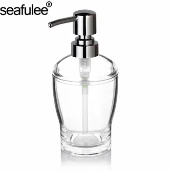 (Temizle)akrilik Sıvı Sabun Losyon Dispanser Pompa Şişe Şeffaf/Krom Mutfak Bulaşık Tezgahı Banyo 10 OZ