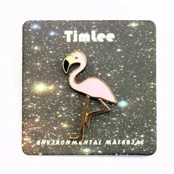 Timlee X147 Karikatür Sevimli Pembe Flamingo Kuş Tasarım Metal Pin Broş Toptan