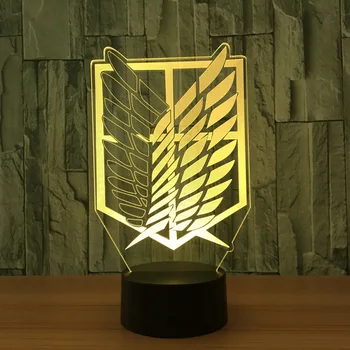 Titan Rozet 3D saldırı Çocuk Hediye için Gece lambası Renk Değiştiren Ev Dekorasyonu Masa Lambası Yenilik 3D Görsel LED Gece Işığı