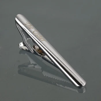 TJ-009 Sıcak Satış Özel Gümüş Klip Yeni Moda Ton Metal Erkek Kravat Klipleri Bar Pin Toka Takı Babam Hediye Kravat Kişiselleştirilmiş