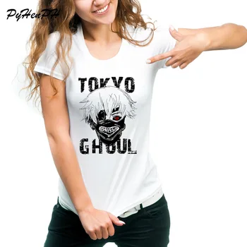 Tokyo Ghoul T-shirt Kadın Basic T-Shirt Kadın Yaz Kısa Kollu Japon Anime Yumuşak Tişört Kadın Elbise Baskılı Üstler