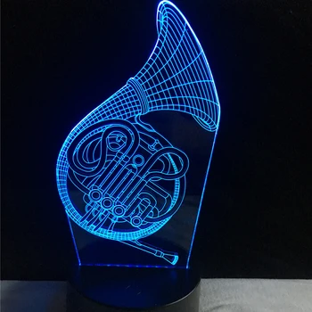 Toptan 3D Müzik Saksafon Trompet USB Lamba Gece lambası Çocuk Bayram Hediyesi Sanatsal Dekor Çocuk Oyuncağı Değişen 7 Renk Şekil LED