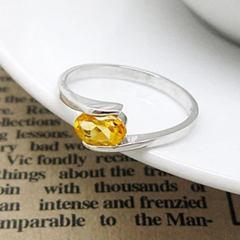 Toptan Fiyat!Karısı için doğal sarı kristal 925 gümüş yüzük Yarı değerli düğün için mükemmel bir hediye ya da girlriend