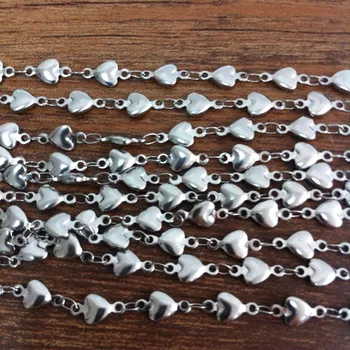 Toptan Moda Kadın Takı Gümüş Paslanmaz Çelik Yumuşak Kalp Zincir Takı Aksesuar 5 / 10/20meters