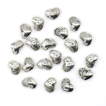 Toptan Yeni Moda Çinko Alaşım kalp boncuk Metal Gümüş Altın Spacer Boncuk DİY Takı Bilezik İçin Yapma Bulma cazibesi